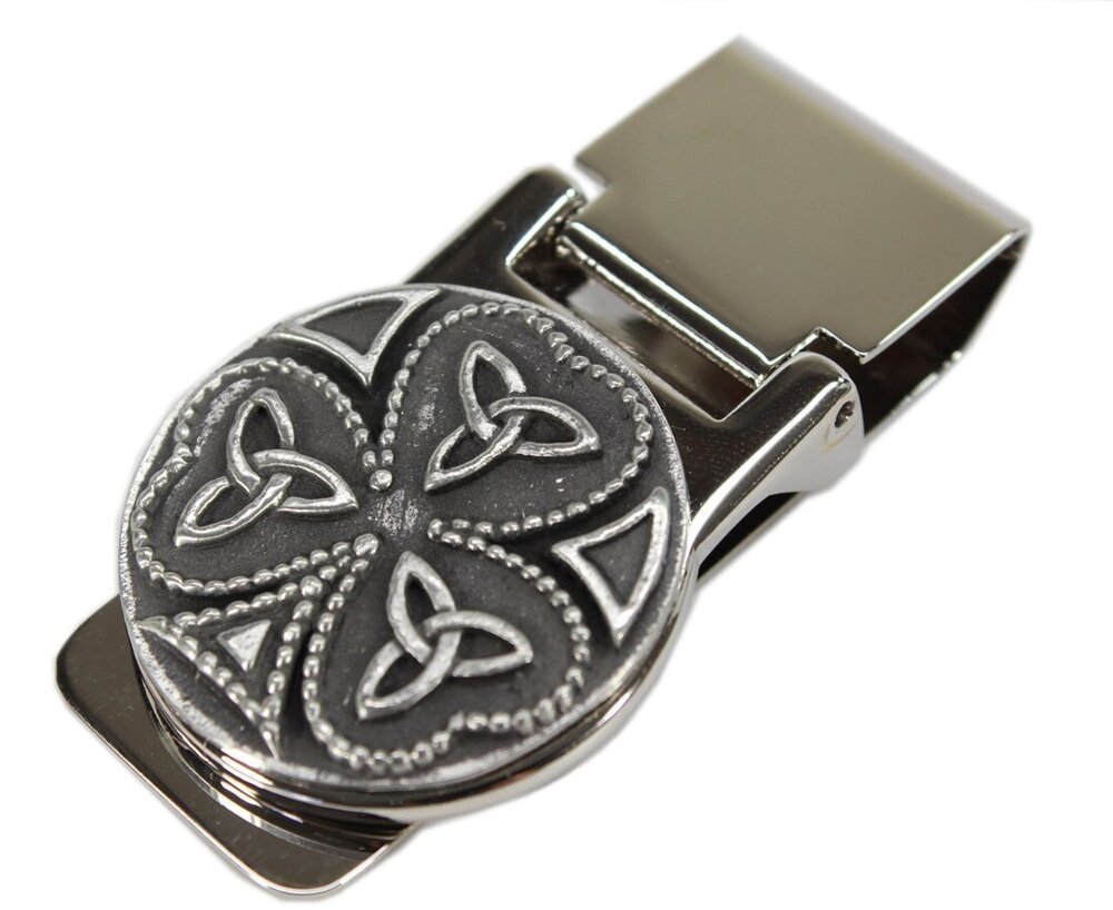 2569 Irish Gifts, Shamrock Celtic Money Clip Trinity Knot Stainless Steel &